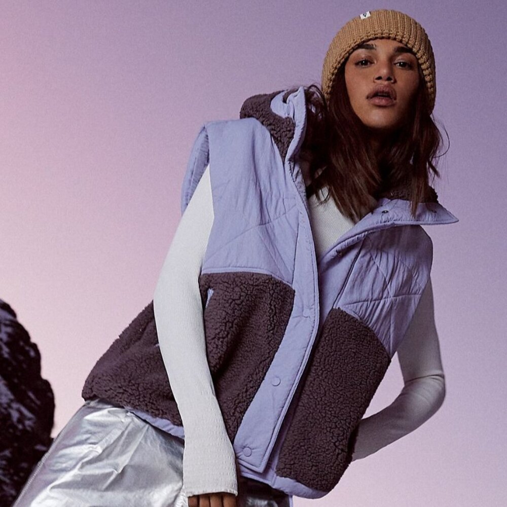Free People Adventure Awaits Fleece Coat in Shark Combo